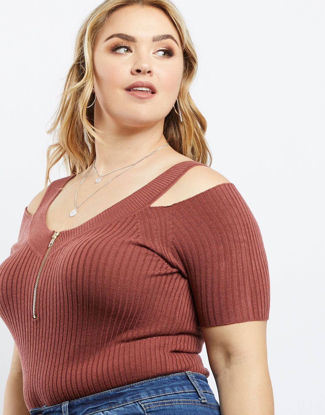 Zip It To Me Ribbed Top Plus Size Tops -2020AVE