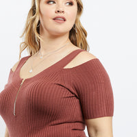 Zip It To Me Ribbed Top Plus Size Tops -2020AVE