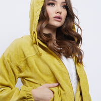 Pop of Color Hooded Jacket Outerwear Chartreuse Small -2020AVE