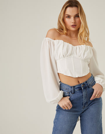 Puff Sleeve Corset Top Tops -2020AVE