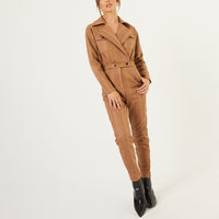 Snake Print Cargo Jumpsuit Rompers + Jumpsuits Tan Small -2020AVE