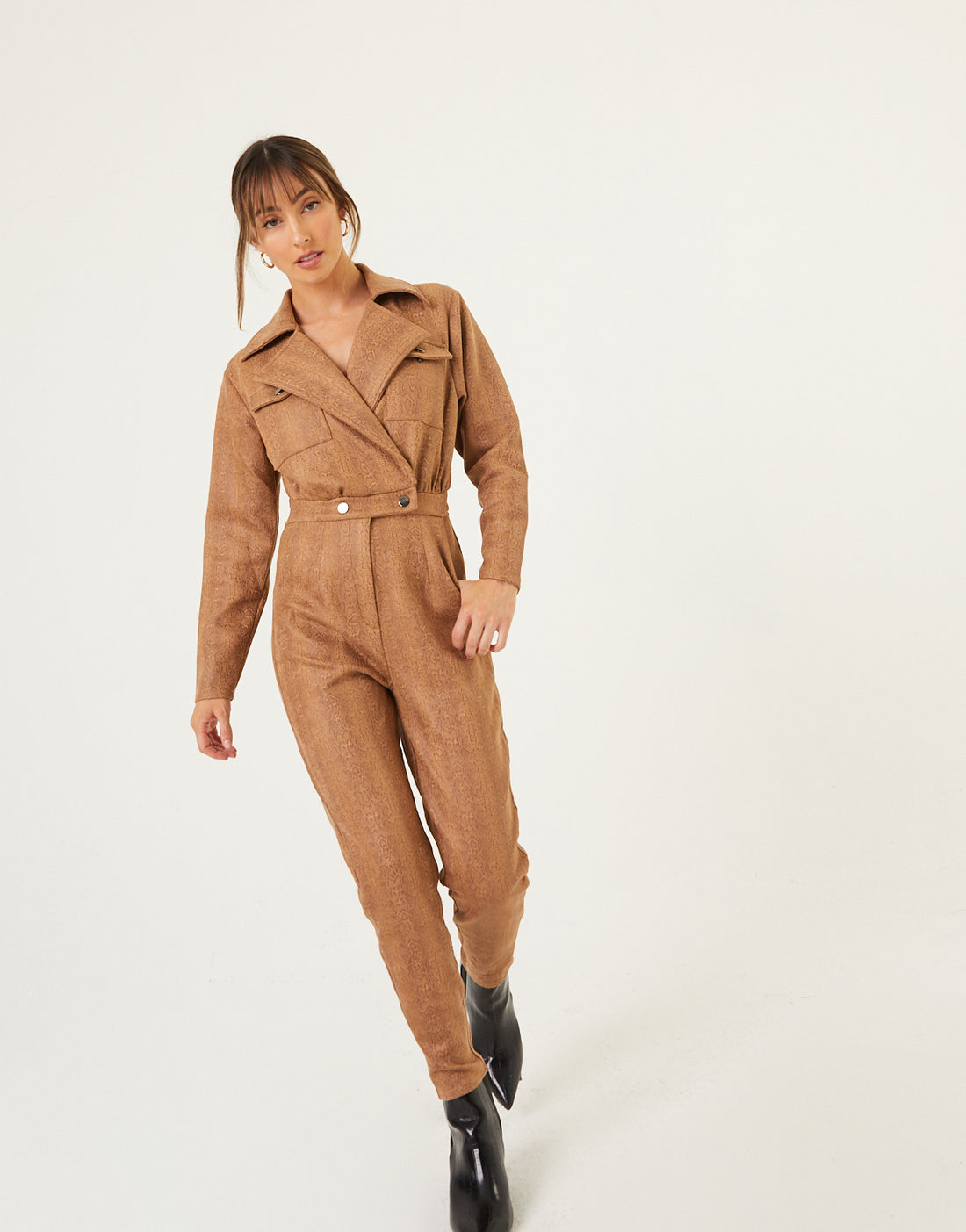 Snake Print Cargo Jumpsuit Rompers + Jumpsuits -2020AVE