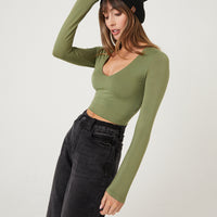 Long Sleeved Crop Top Tops Sage Small -2020AVE