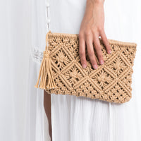 Relax By The Beach Crochet Clutch Accessories Tan One Size -2020AVE