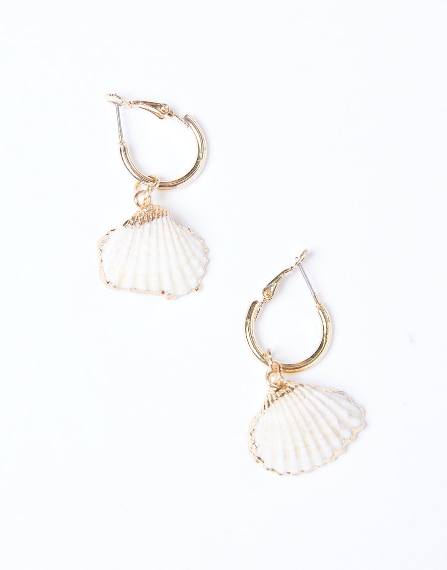 Golden Shell Hoop Earrings Jewelry Gold One Size -2020AVE