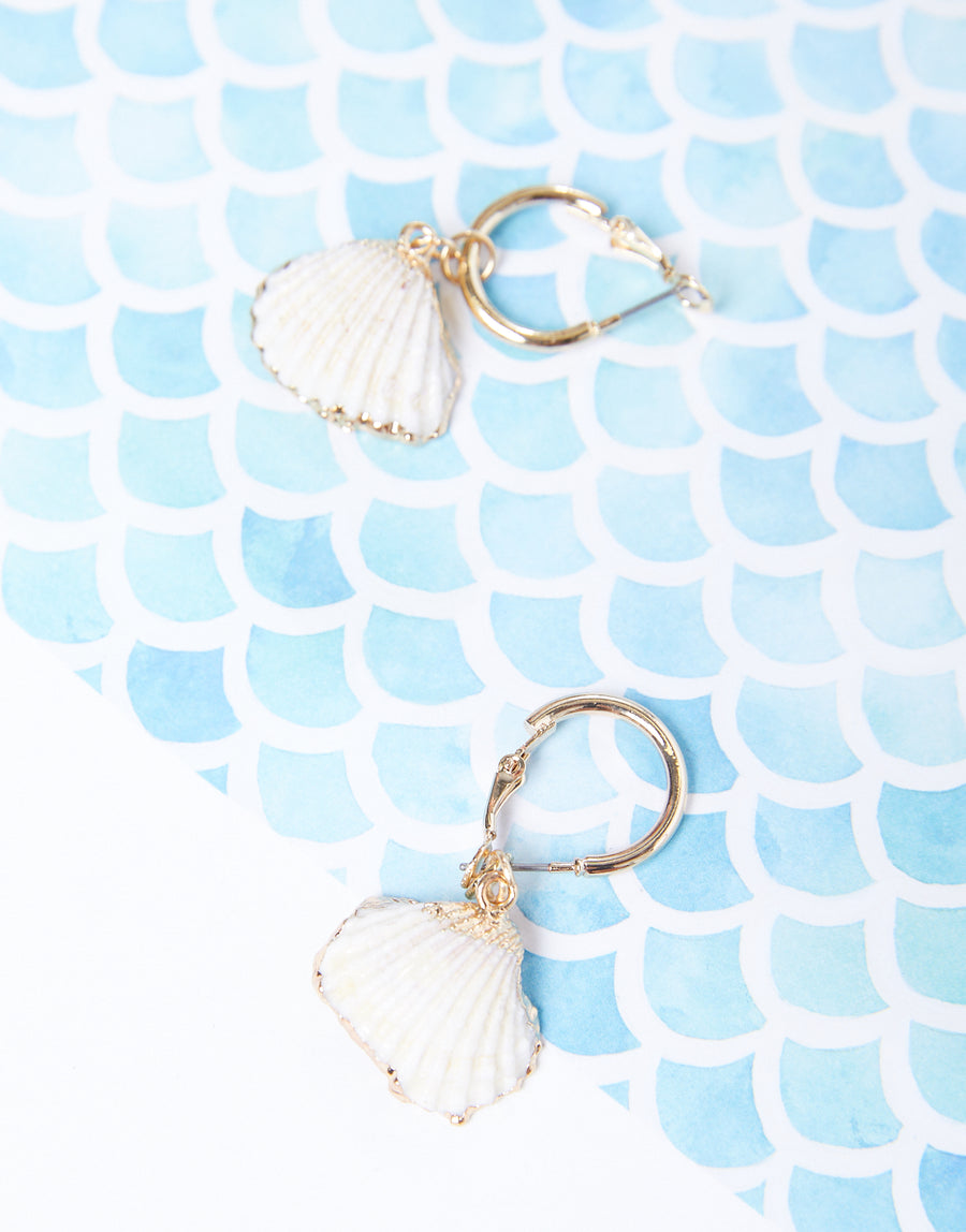Golden Shell Hoop Earrings Jewelry Gold One Size -2020AVE
