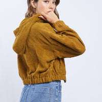 Roaming Ribbed Crop Hoodie Outerwear -2020AVE