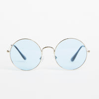 Round and Round Colored Sunglasses Accessories Blue/Silver One Size -2020AVE