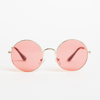 Round and Round Colored Sunglasses Accessories Red/Gold One Size -2020AVE
