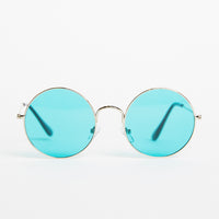 Round and Round Colored Sunglasses Accessories Turquoise/Silver One Size -2020AVE