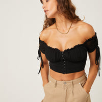 Ruched Hook Front Corset Top Tops -2020AVE