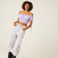 Ruched Hook Front Corset Top Tops Purple Small -2020AVE