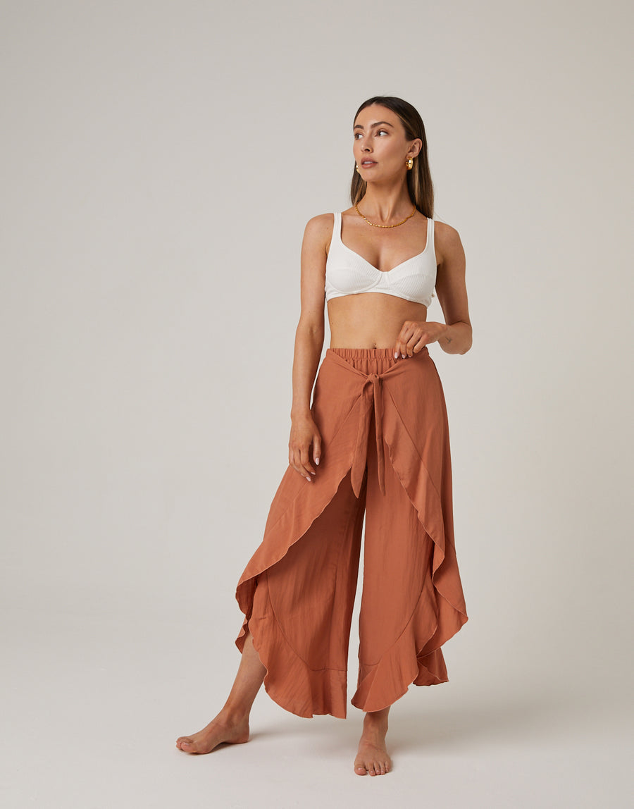 Ruffle Tie Front Pants Bottoms -2020AVE