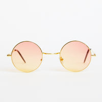 Round Retro Two-Toned Sunglasses Accessories Orange One Size -2020AVE