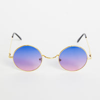 Round Retro Two-Toned Sunglasses Accessories Purple One Size -2020AVE