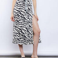 Saharah Zebra Slit Midi Skirt Bottoms -2020AVE