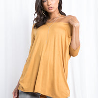 Second Skin Oversized Tee Tops Mustard Small -2020AVE