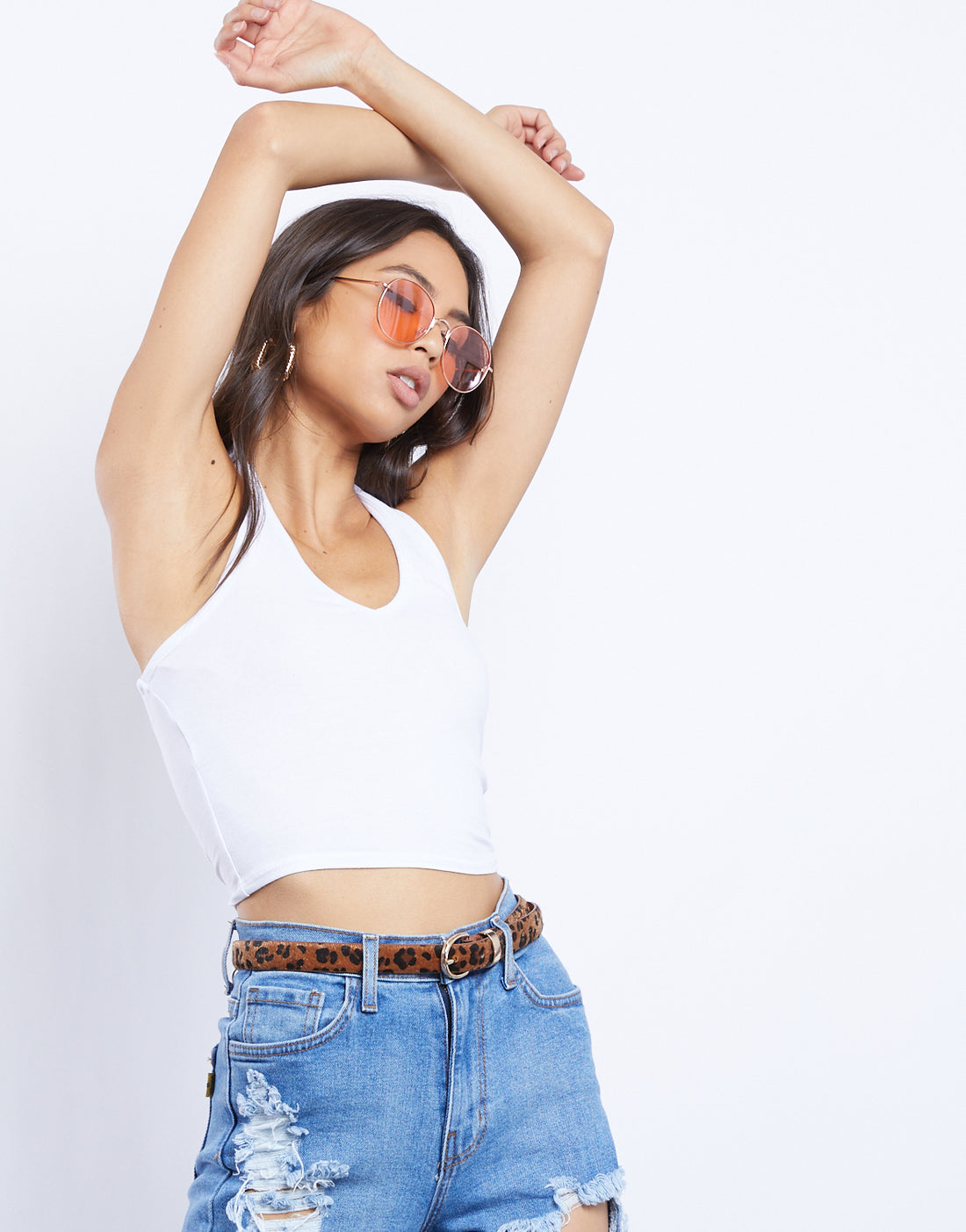Simple And Easy Cropped Halter Top Tops -2020AVE
