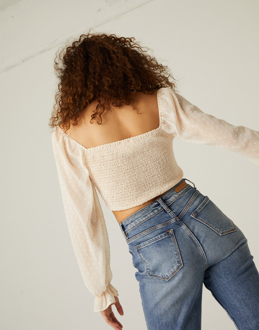 Smocked Puff Sleeve Crop Top Tops -2020AVE