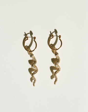 Snake Charm Hoop Earrings Jewelry Gold One Size -2020AVE