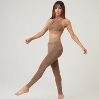 Snake Print Athletic Leggings Bottoms Taupe One Size -2020AVE