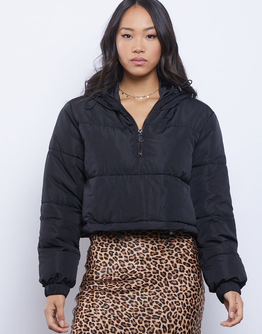 Snowy Days Cropped Puffer Jacket Outerwear Black Small -2020AVE
