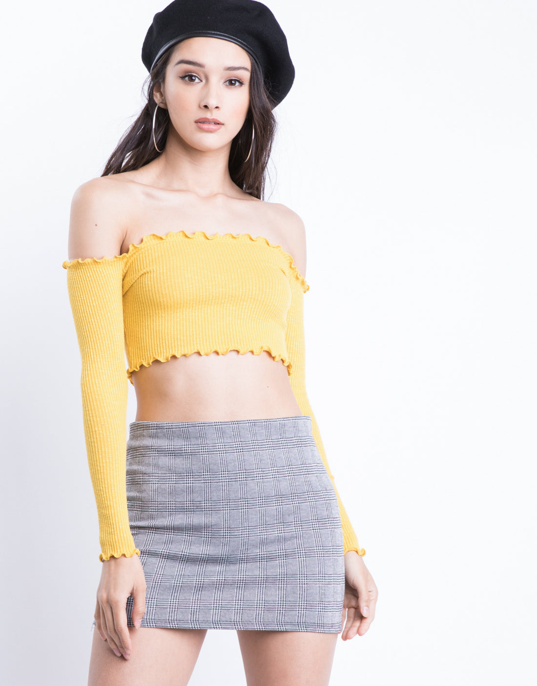 Soft L/S Crop Top Tops Yellow Small -2020AVE