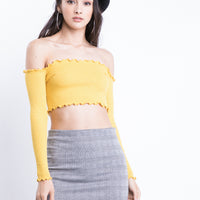 Soft L/S Crop Top Tops Yellow Small -2020AVE