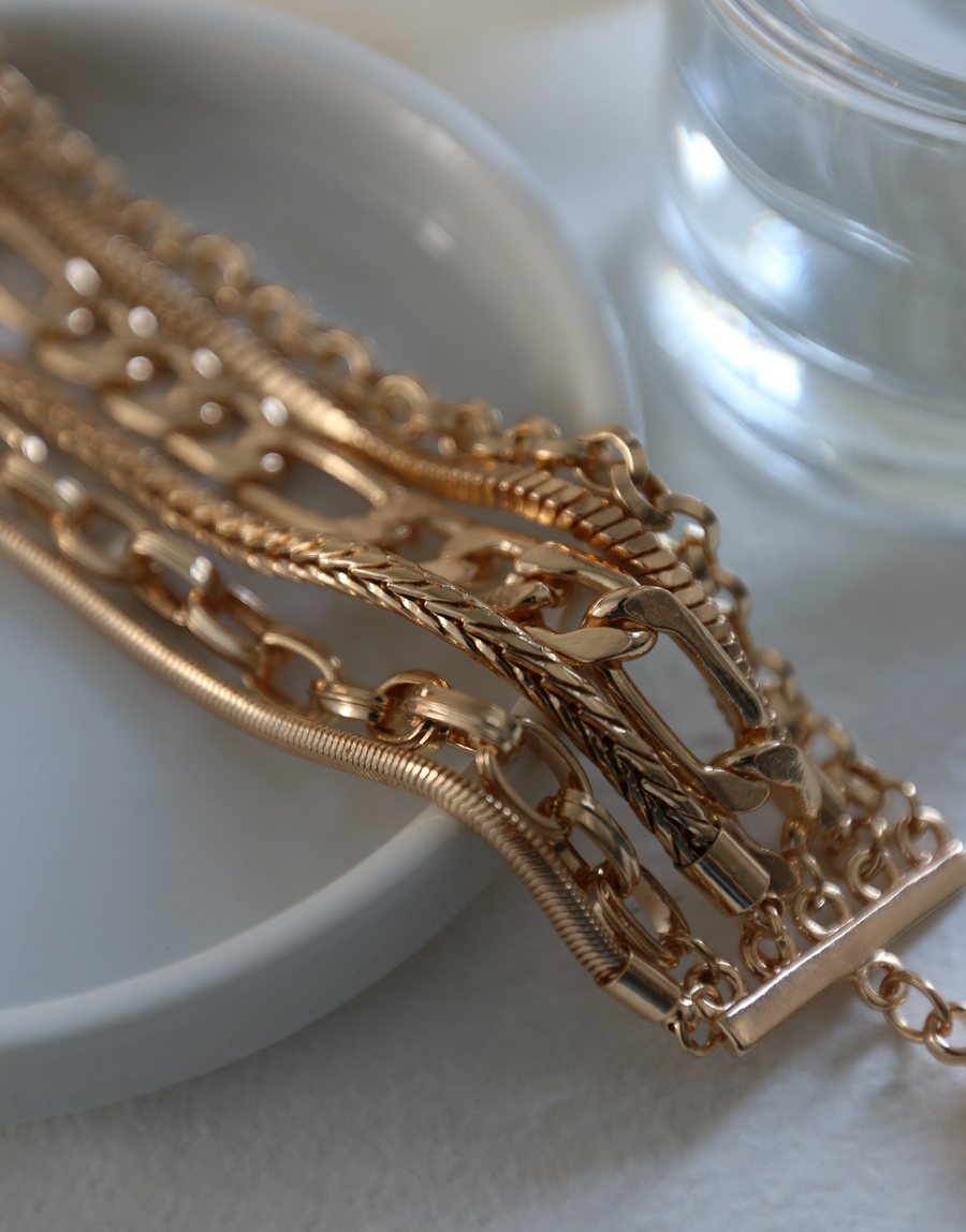 Statement Layered Bracelet Set Jewelry Gold One Size -2020AVE