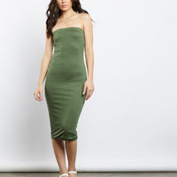 Strapless Bodycon Dress Dresses Green Large -2020AVE