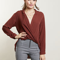 Sweet Melody Surplice Top Tops Brown Small -2020AVE