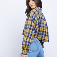 Sylvie Raw Edge Cropped Flannel Shirt Tops -2020AVE