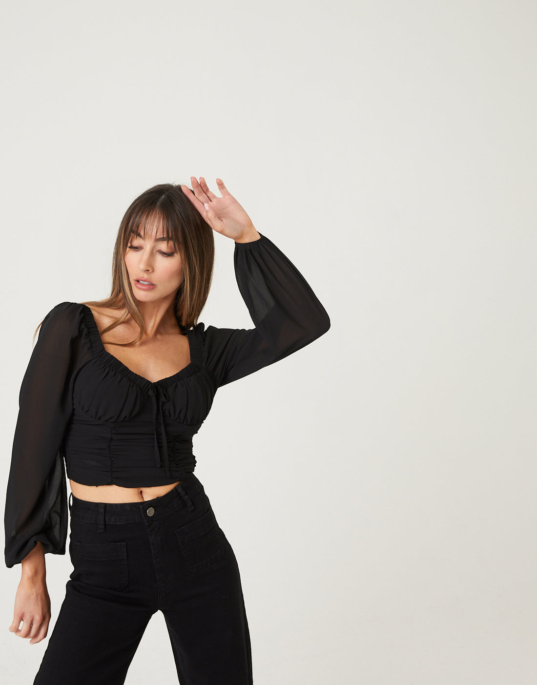 Ruched Bustier Crop Top Tops -2020AVE