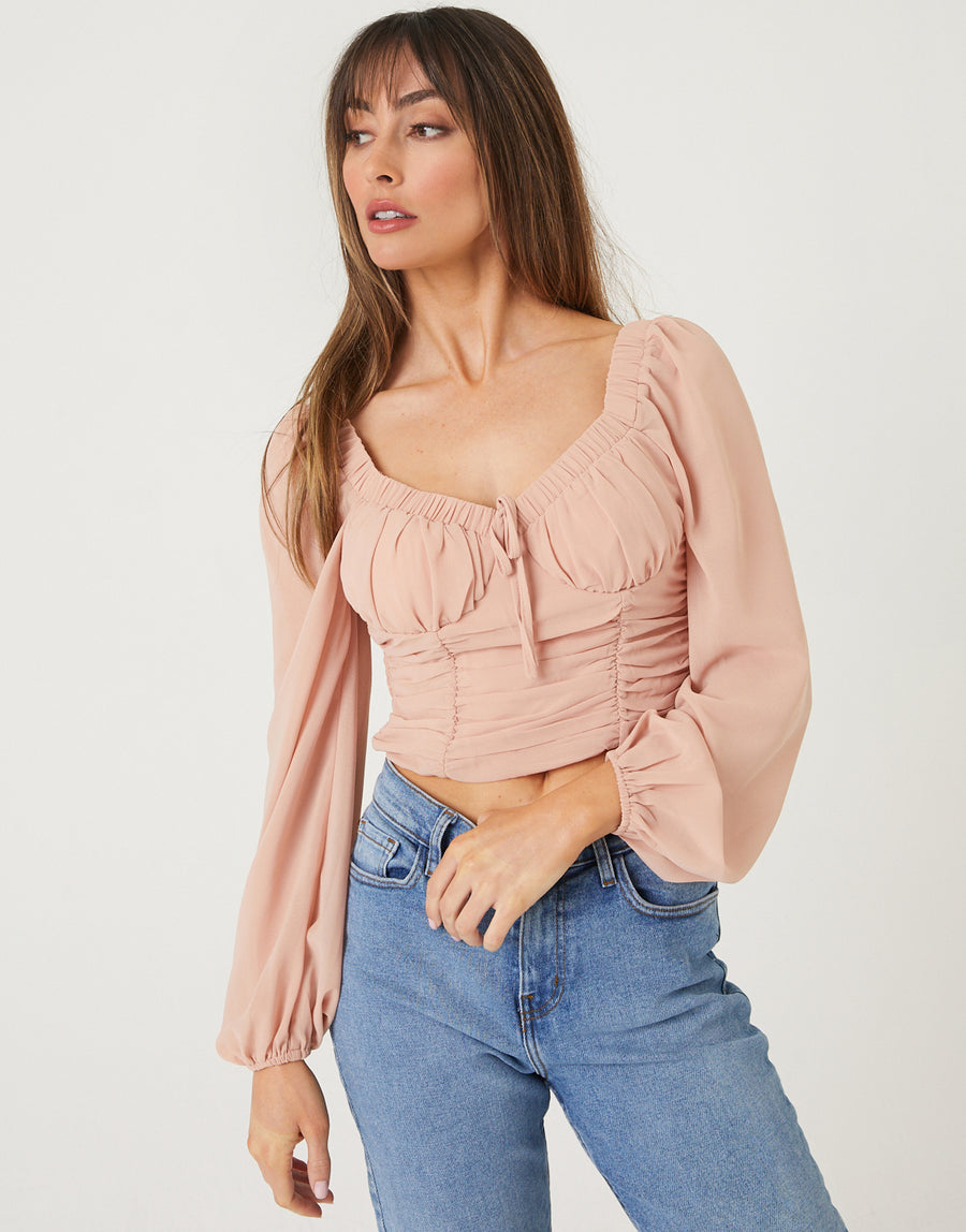 Ruched Bustier Crop Top Tops Blush Small -2020AVE