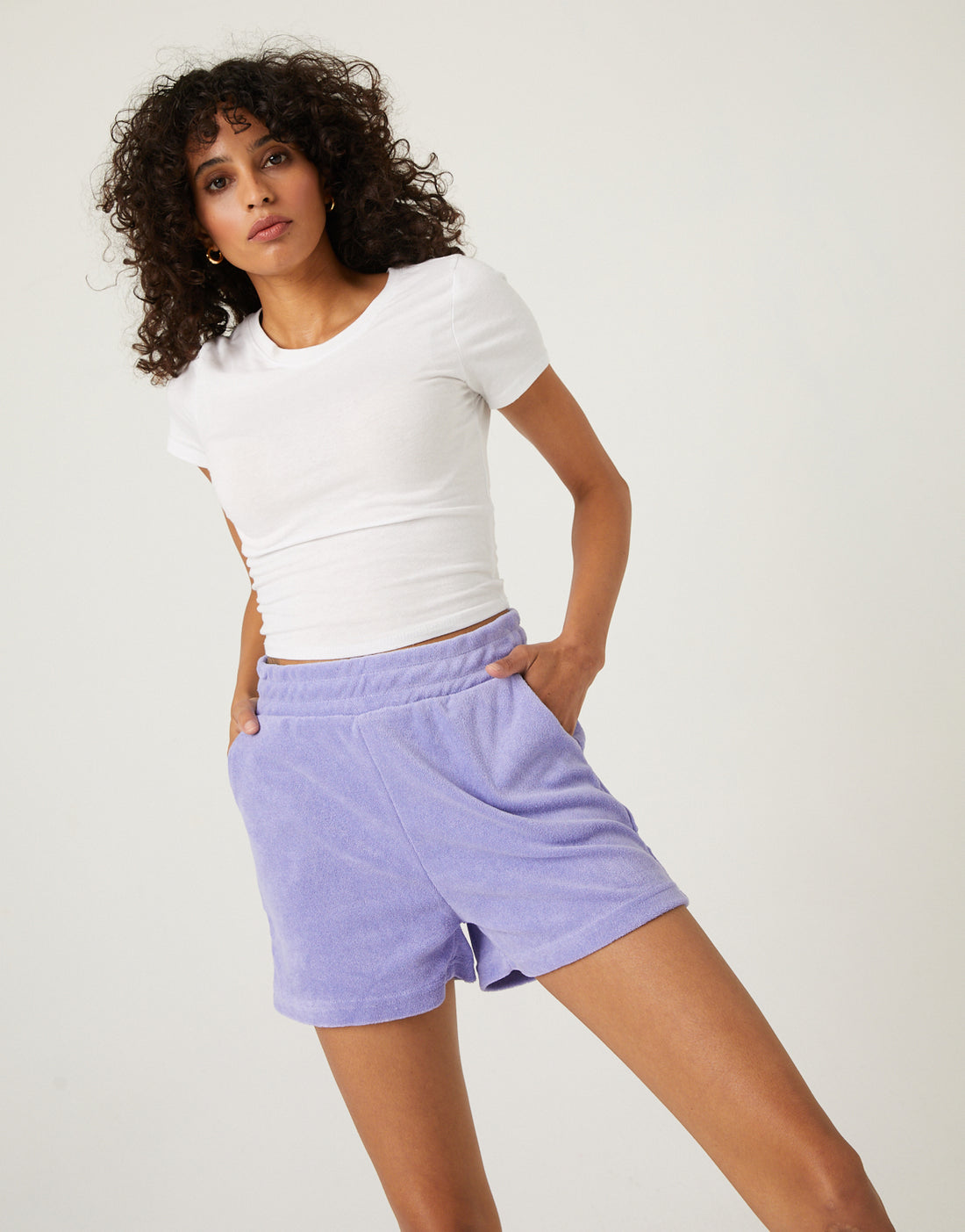 Terrycloth Lounge Shorts Bottoms Lilac Small -2020AVE