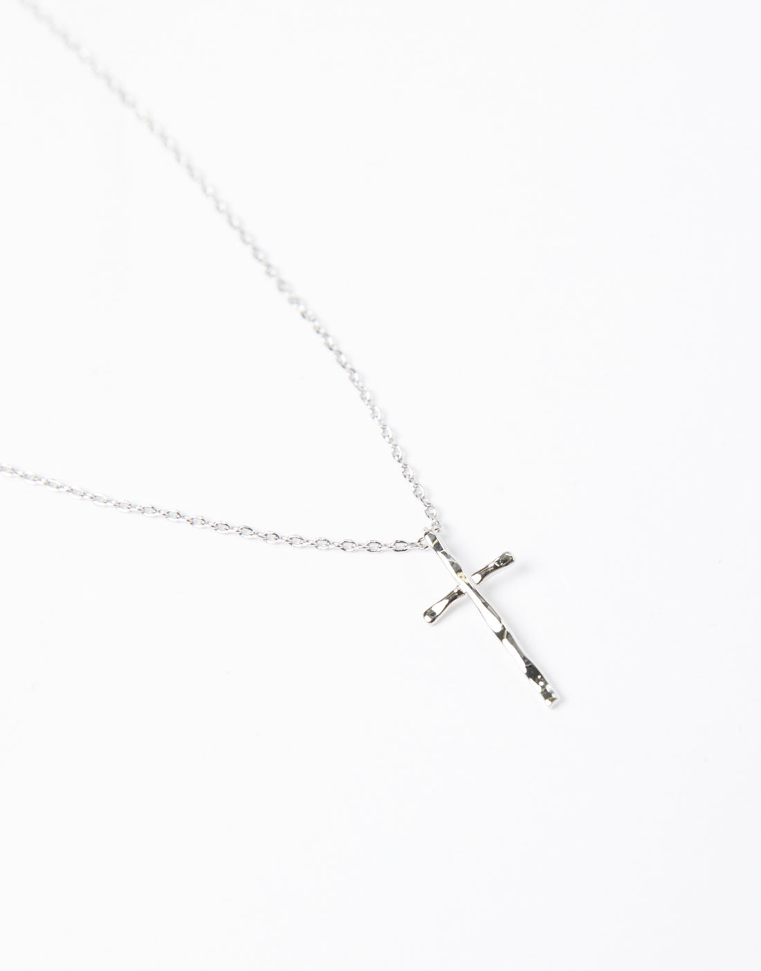 Textured Cross Necklace Jewelry Silver One Size -2020AVE