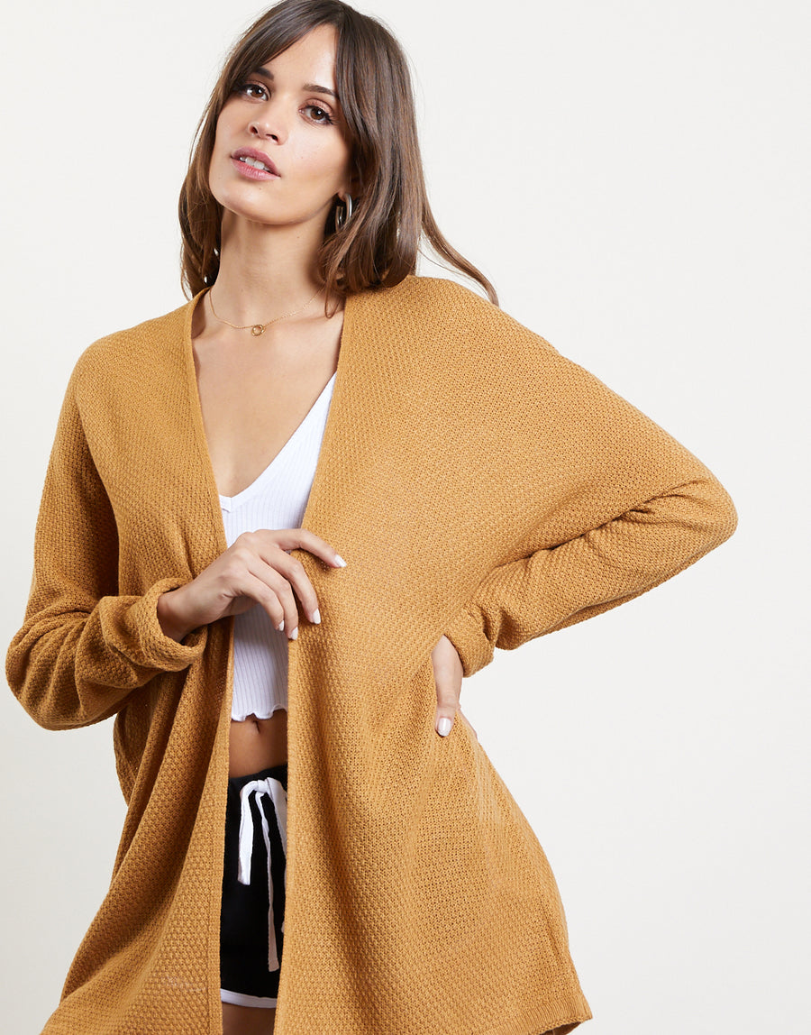 Textured Cuffed Sleeves Cardigan Outerwear -2020AVE