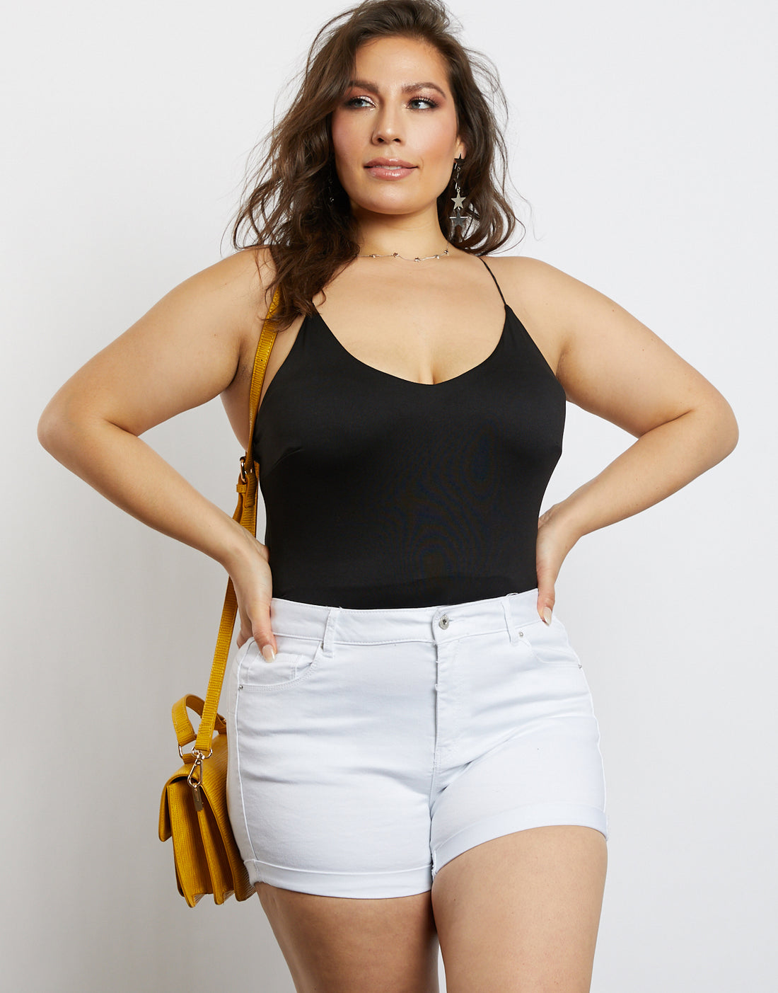 Curve All You Need Spaghetti Strap Tank Plus Size Tops Black 1XL -2020AVE