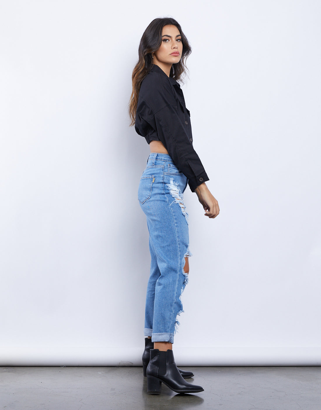 Erin Cropped Button Up Shirt Tops -2020AVE
