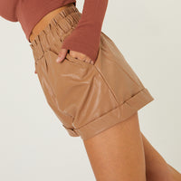 Leather Paper Bag Shorts Bottoms -2020AVE