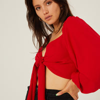 Thinking of You Tie Top Tops Red Small -2020AVE