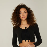 Tie Front Cardigan Top Tops Black Small -2020AVE