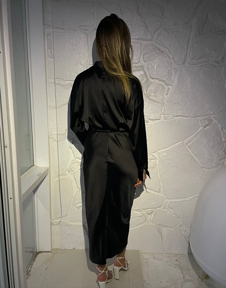 Tie Waist Satin Midi Dress Dresses -2020AVE