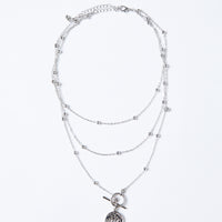 Treasure Chest Layered Coin Necklace Jewelry Silver One Size -2020AVE