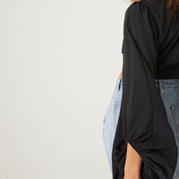 Plunging Buttoned Cropped Blouse Tops -2020AVE