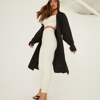 Within Range Long Oversized Trench Coat Outerwear Black S/M -2020AVE