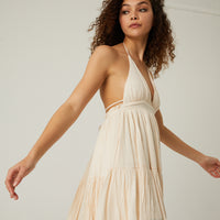Woven Tiered Dress Dresses Oatmeal Small -2020AVE