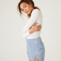 Double Slit Suede Mini Skirt Bottoms -2020AVE
