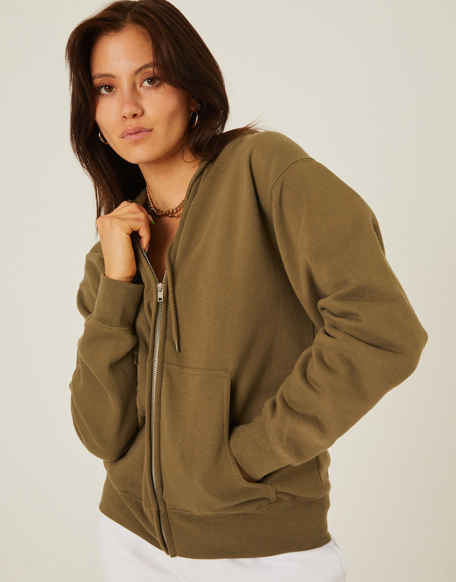 Zip Front Hoodie Sweatshirt Outerwear -2020AVE