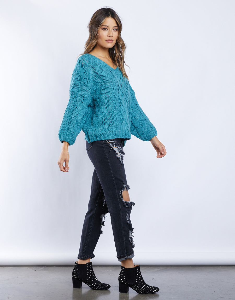 Zoe Cable Knit Sweater Tops -2020AVE